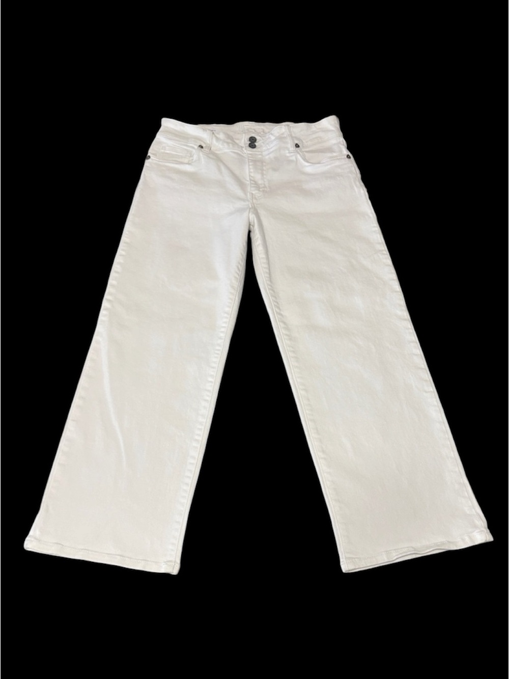Kut from the Kloth LUCY High Rise Wide Leg White Jeans Size 10 x 27 Stretch Crop